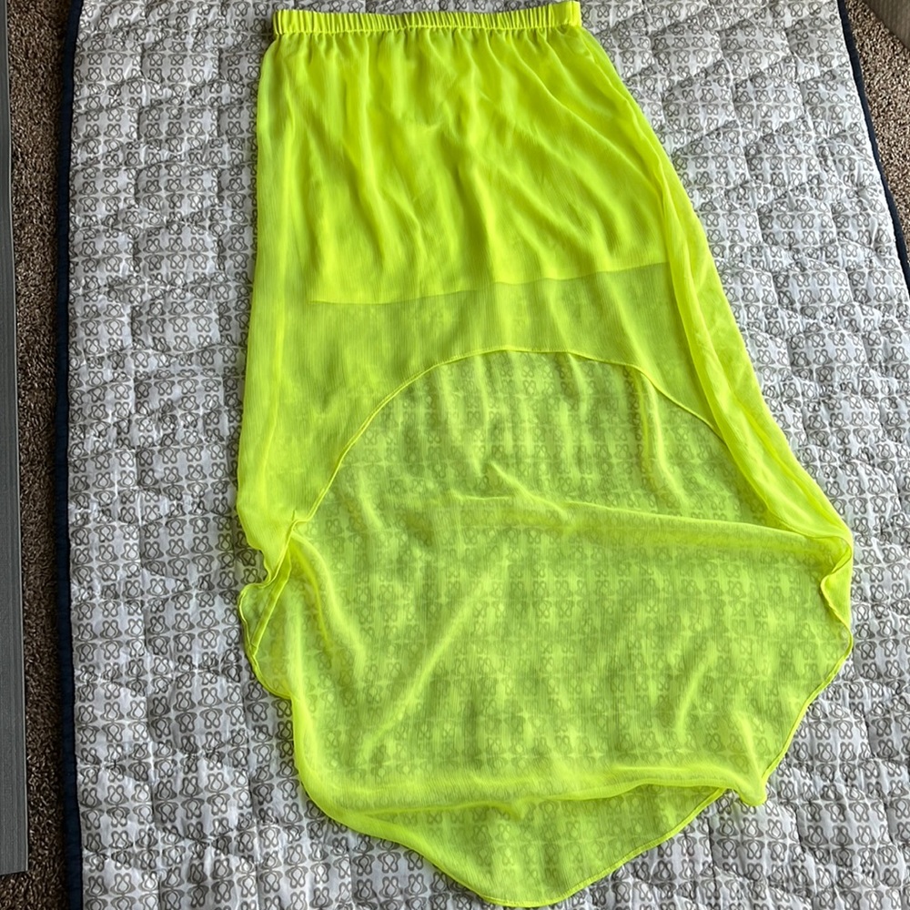 Express neon yellow high low skirt size small